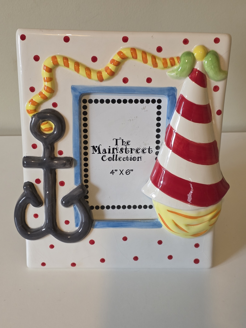 Red & White Nautical Ceramic Photo Frame